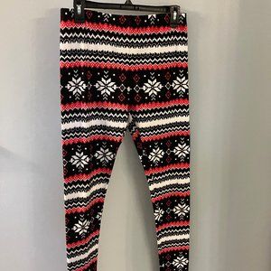 Womens Christmas Snow Flake Leggings - Size XL